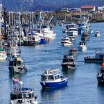 Fishing boats return to the harbor during the 28th annual Homer Winter King Salmon Tournament on Sunday, April 10, 2022, in Kachemak Bay, Homer, Alaska. (Photo by Michael Armstrong/Homer News)