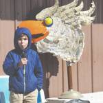 Eli Springer of Fairbanks does his impression of an eagle call for the Homer Brewing Companys bird calling contest during the Kachemak Bay Shorebird Festival on Saturday, May 7, 2022, in Homer, Alaska. The winner of the serious bird call contest was Cohen McBride of Homer, with his eagle call. (Photo by Michael Armstrong/Homer News)