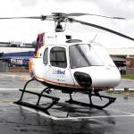A LifeMed helicopter waits on June 10, 2014, at Central Peninsula Hospital in Soldotna, Alaska. The author took a medevac flight in May 2013 in a similar helicopter. (Photo by Michael Armstrong/Homer News)