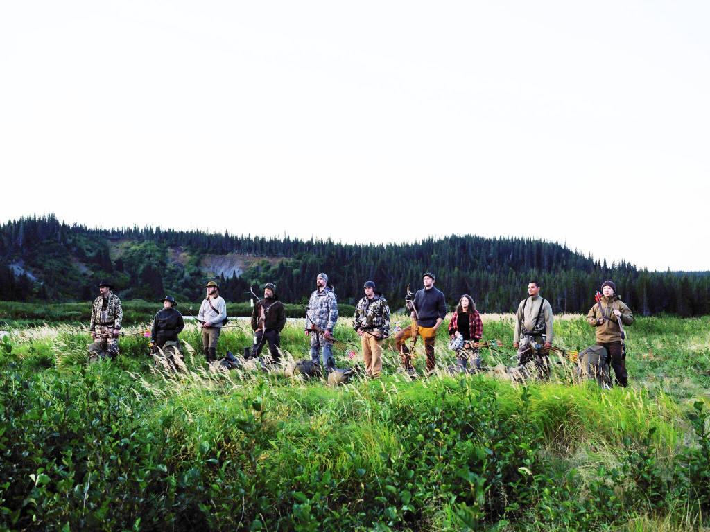 The 10 participants in season 9 of Alone, premiering on May 26, 2022, on the History Channel. Terry Burns of Homer is the fifth from left. Another Alaskan in the series, Jacques Tourcotte of Juneau, is third from left. (Photo by Brendan George Ko/History Channel)