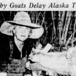 The Associated Press caught up to Miriam Mathers in 1943 and took this photo when she was trying to move overland to Alaska with her goats and other animals.
