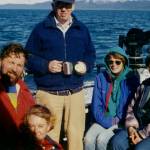 At left are Roger and Kathy Hernsteen, "Mr. and Mrs. Crab," who lead onboard oceanography progrms. With them are Mitch Mitchell, Lisa Ellington and former CACS Director Janet Middleton. (Photo courtesy CACS)