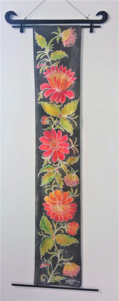 One of Lynn Nadens handpainted silk art from her July show at Ptarmigan Arts. (Photo provided)