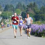 Silas Firth, left, Emily Knight, center, and Craig Albers, right, run past lupines in the 2022 Homer Spit Run 10k and Half Marathon on Saturday, June 25, 2022, in Homer, Alaska. (Photo by Michael Armstrong/Homer News)
Silas Firth, left, Emily Knight, center, and Craig Albers, right, run past lupines in the 2022 Homer Spit Run 10k and Half Marathon on Saturday, June 25, 2022, in Homer, Alaska. (Photo by Michael Armstrong/Homer News)
