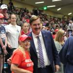 My Pillow CEO and political activist Mike Lindell poses with a Trump supporter Save America rally at the Alaska Airlines Center in Anchorage Alaska, on Saturday, July 9, 2022, in Anchorage, Alaska. (Photo by Ashlyn OHara/Peninsula Clarion)