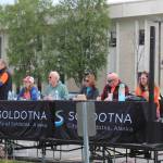 Panelists judge floats in the 65th annual Soldotna Progress Days Parade on Saturday, July 23, 2022, in Soldotna, Alaska. (Ashlyn OHara/Peninsula Clarion)