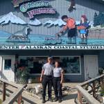 Emily Matthews and Andy Kowalczyk pose outside the Center for Alaskan Coastal Studies headquarters on Friday, July 29, 2022, in Homer, Alaska. (Photo by Charlie Menke/Homer News)