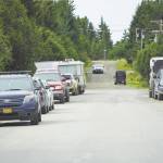 Photo by Michael Armstrong/Homer News
Vehicles are parked in or near the road on Thursday, Aug. 4, on Lakeshore Drive in Homer. An ordinance passed by the Homer City Council on Monday, Aug. 8, made it unlawful to push snow into roads and city right-of-ways and to park vehices or leave other objects that interfere with snow removal or road maintenance in city roads, paths, sidewalks or drainage ways or structures.