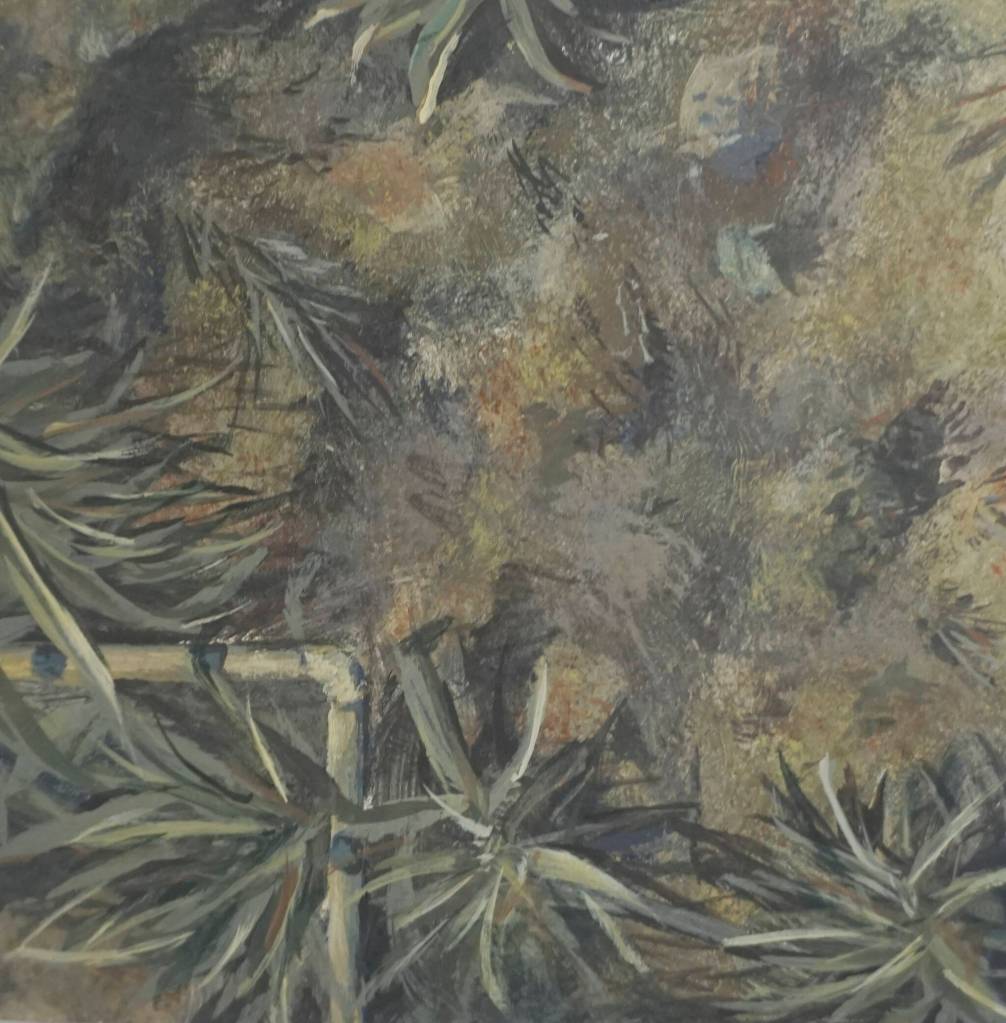 Kate Lochridges painting shows vegetation sampled for research into isostatic rebound by scientists at the Kachemak Bay Research Reserve. (Photo by MIchael Armstrong/Homer News)