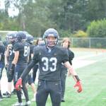 Mariner Jake Tappan celebrates after an invigorated on-field performance on Saturday, Aug. 13, 2022, at Homer High School in Homer, Alaska. (Photo by Charlie Menke/ Homer News)