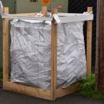 A recycling super sack behind The Goods + Sustainable Grocery in Soldotna, Alaska, on Aug. 11, 2022. (Jake Dye/Peninsula Clarion)