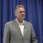 Gov. Mike Dunleavy speaks at the Kenai Classic Roundtable at Kenai Peninsula College on Wednesday, Aug. 17, 2022 near Soldotna, Alaska. (Ashlyn O’Hara/Peninsula Clarion)