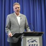 Gov. Mike Dunleavy speaks at the Kenai Classic Roundtable at Kenai Peninsula College on Wednesday, Aug. 17, 2022 near Soldotna, Alaska. (Ashlyn O’Hara/Peninsula Clarion)
