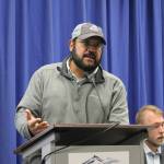 Chris Macaluso, with the Theodore Roosevelt Conservation Partnership, speaks at the Kenai Classic Roundtable at Kenai Peninsula College on Wednesday, Aug. 17, 2022 near Soldotna, Alaska. (Ashlyn O’Hara/Peninsula Clarion)
