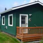 Katie K., one of the Storyknife cabins, as seen at an open house on Monday, Aug. 29, 2022, near Homer, Alaska. Katie K. is named after Katie Kashevarof, an Alutiiq elder. (Photo by Michael Armstrong/Homer News)