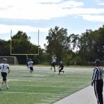 Tennison with the interception on Saturday, Sep. 3, at the Homer High School Field in Homer, Alaska. (Photo by Charlie Menke/ Homer News)