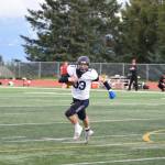 Jake Tappan sprints to the end-zone on Saturday, Sep. 3, at the Homer High School Field in Homer, Alaska. (Photo by Charlie Menke/ Homer News)