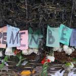 Letters spell out remember, one of the messages people left on the 19th annual Burning Basket, Breathe, on Sunday, Sept. 11, 2022, at Mariner Park on the Homer Spit in Homer, Alaska. (Photo by Michael Armstrong/Homer News)