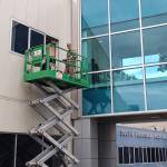 Photo by Derotha Ferraro/South Peninsula Hospital
A worker with Lakeshore Glass installs new windows in one of the South Peninsula Hospital labor and delivery rooms to create a negative-pressure environment for COVID-19 infected patients. To date, the negative pressure rooms were only in Acute Care and ER, and any deliveries by a Covid positive mother happened in a negative pressure room in the inpatient section of the hospital, SPH Public Information Officer Derotha Ferraro said.