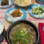 Bulkogi Stew, a mixture of beef steak, potato starch noodles, green onions and broth, is enjoyed as part of the Korean harvest festival, Chuseok. (Photo by Tressa Dale/Peninsula Clarion)