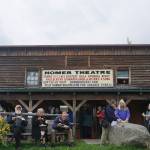 Film fans enjoy reindeer sausages and hot dogs at the gala opening of the Homer Documentary Film Festival last Thursday, Sept. 22, 2022, at the Homer Theatre. (Photo by Michael Armstrong/Homer News)
