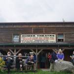 Film fans enjoy reindeer sausages and hot dogs at the gala opening of the Homer Documentary Film Festival last Thursday, Sept. 22, 2022, at the Homer Theatre. (Photo by Michael Armstrong/Homer News)