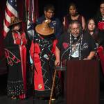 Joel Jackson, president of the Organized Village of Kake and a featured presenter at the Government-to-Government Violence Against Women Tribal Consultation in Anchorage on Wednesday, speaks during a memorial service at Juneau-Douglas High School: Yadaa.at Kalé on Friday, June 7, 2019. (Michael Penn / Juneau Empire File)