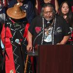 Joel Jackson, president of the Organized Village of Kake and a featured presenter at the Government-to-Government Violence Against Women Tribal Consultation in Anchorage on Wednesday, speaks during a memorial service at Juneau-Douglas High School: Yadaa.at Kalé on Friday, June 7, 2019. (Michael Penn / Juneau Empire File)