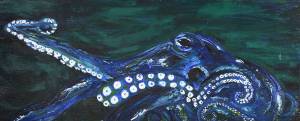 Blue Octopus by Tracy Hansen on display at Grace Ridge Brewing.