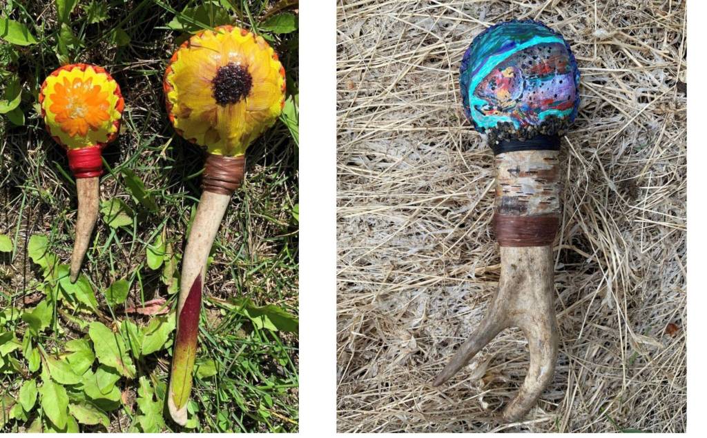 Rattles by Pat Ahern on display at Ptarmigan Arts