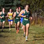 Jake Dye/Peninsula Clarion 
Colonys Matthew Rongitsch leads the Region 3/Division I boys race on Saturday, just outside of Tsalteshi Trails in Soldotna.