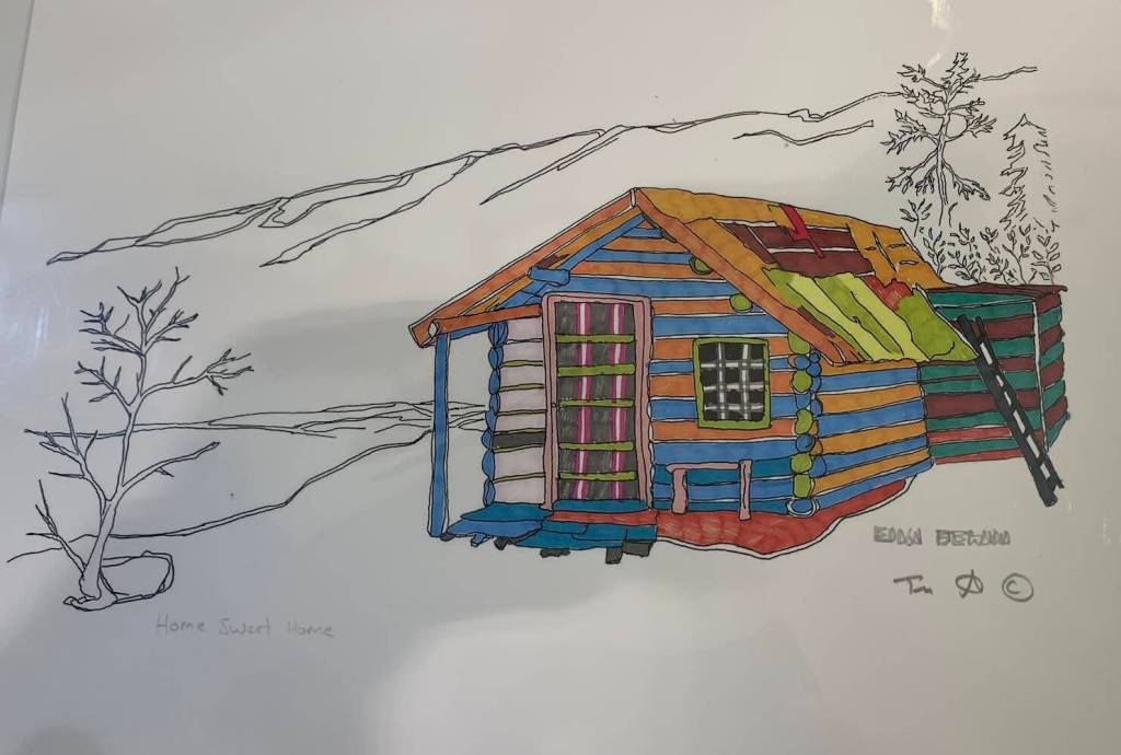 A work included in the Our Town exhibit at Fireweed Gallery is on display on Oct. 7, 2022, in Homer, Alaska. The exibit runs through December. (Photo by Christina Whiting/Homer News)