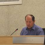 Ashlyn OHara/Peninsula Clarion 
Kenai Peninsula Borough Mayor Mike Navarre speaks during an assembly meeting on Tuesday in Soldotna. The meeting was Navarres first as mayor since being appointed last month.