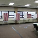 Voting booths are set up at the Soldotna Regional Sports Complex on Tuesday, Oct. 4, 2022 in Soldotna, Alaska. (Ashlyn OHara/Peninsula Clarion)
