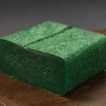 A sample of Patrick Simpsons recycled plastic lumber is photographed in the Peninsula Clarion newsroom on Friday, Oct. 28, 2022, in Kenai, Alaska. (Jake Dye/Peninsula Clarion)