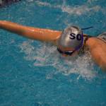 Soldotnas Charisma Watkins swims the 100-yard butterfly during finals at the ASAA State Swim & Dive Championships on Saturday, Nov. 5, 2022, at Bartlett High School in Anchorage, Alaska. (Jake Dye/Peninsula Clarion)