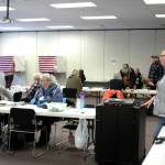 People line up to vote at the Soldotna Regional Sports Complex' K-Beach precinct on Tuesday, Nov. 8, 2022 in Soldotna, Alaska. (Ashlyn O'Hara/Peninsula Clarion)