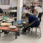 Community members throw and hand build pottery on Nov. 3, 2022, at the Homer Council on the Art's new ceramics studio in Homer, Alaska. (Photo provided)