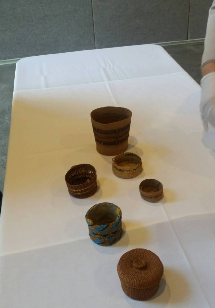 Courtesy photo / Frank Hughes
Five spruce root and cedar bark-woven baskets were among the 25 artifacts repatriated by Organized Village of Kake.