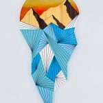 Mountains and Glaciers, wood working by Kim Schuster, is on display at Grace Ridge Brewing through December. (Photo provided)