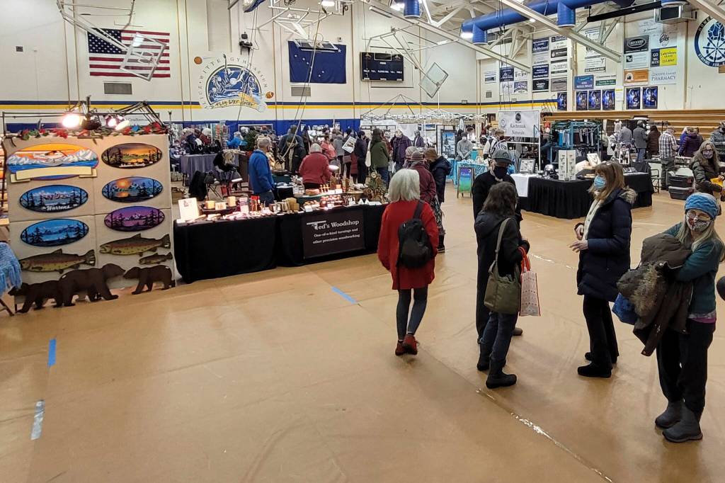 People shop at the 2021 Nutcracker Faire booths on Dec. 4, 2021, in the Alice Witte Gymnasium at Homer High School. (Photo provided)