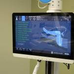 ROSA displays data about a model knee during a demonstration at Central Peninsula Hospital on Monday, Nov. 21, 2022, in Soldotna, Alaska. (Ashlyn OHara/Peninsula Clarion)