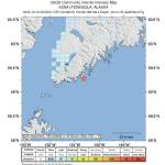 This map shows the location of a magnitude 4.5 earthquake that hit about 100 miles southeast of Homer, Alaska, near Nuka Island in the Gulf of Alaska. The map also shows the intensity of the quake as reported by observers. (Map by U.S. Geological Survey)