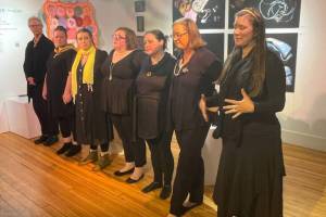 Performers in Momologue at Bunnell Street Arts Center on Dec. 17, 2022, in Homer, Alaska. (Photo by Emilie Springer)