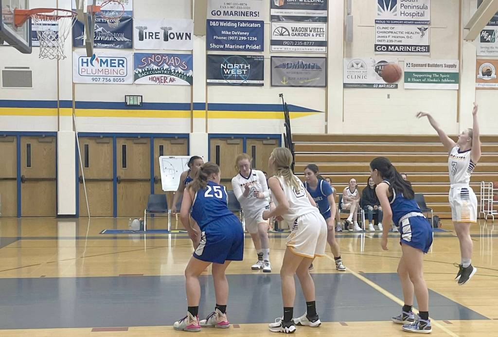 Courtesy photo 
Homers Hannah Stonorov takes a free throw against Nome at Homer High School on Saturday, Dec. 17, 2022, in Homer, Alaska.
