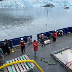 Photo by Emilie Springer/Homer News 
R/V Sikuliaq research crew in the Gulf of Alaska in July 2022.