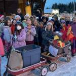 Fireweed Academy students and teachers deliver donations to Homer Food Pantry in Nov. 2022. Photo provided.