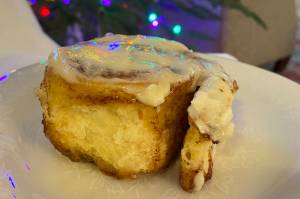 Soft and sticky rolls incorporate the tastes of cinnamon and whipped cream cheese frosting. (Photo by Tressa Dale/Peninsula Clarion)