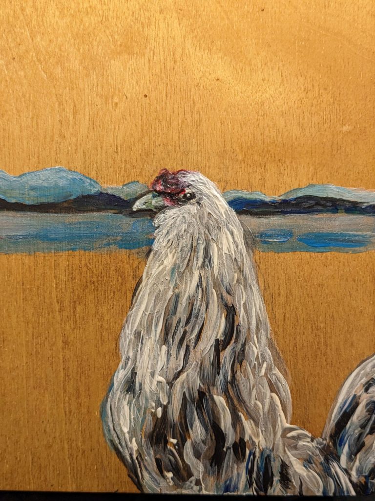 Wood box panel by Julie Tomich on display at Grace Ridge Brewing (Photo provided)