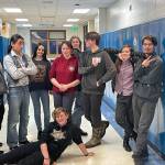 Drama, Debate and Forensics Club members pose at Homer High School on Jan. 9, 2023, in Homer, Alaska. ( Photo by Emilie Springer/Homer News)
